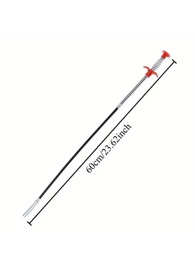 Manual Drain Snake 60cm Non Electric Hair Clog Remover Tool For Sink Pipe - Image 1