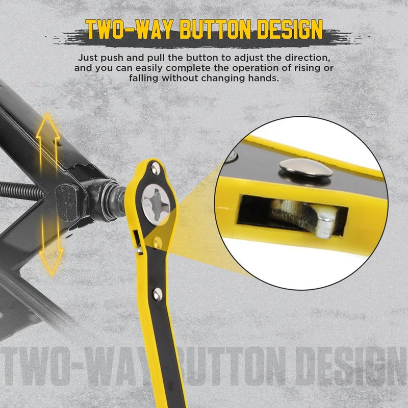 CMTOOL Car Jack Ratchet Wrench Tool, 360° Swivel Jack Ratchet Wrench with Long Handle, Universal Auto Labor-Saving Tool with Conversion Head Adapter - Image 4