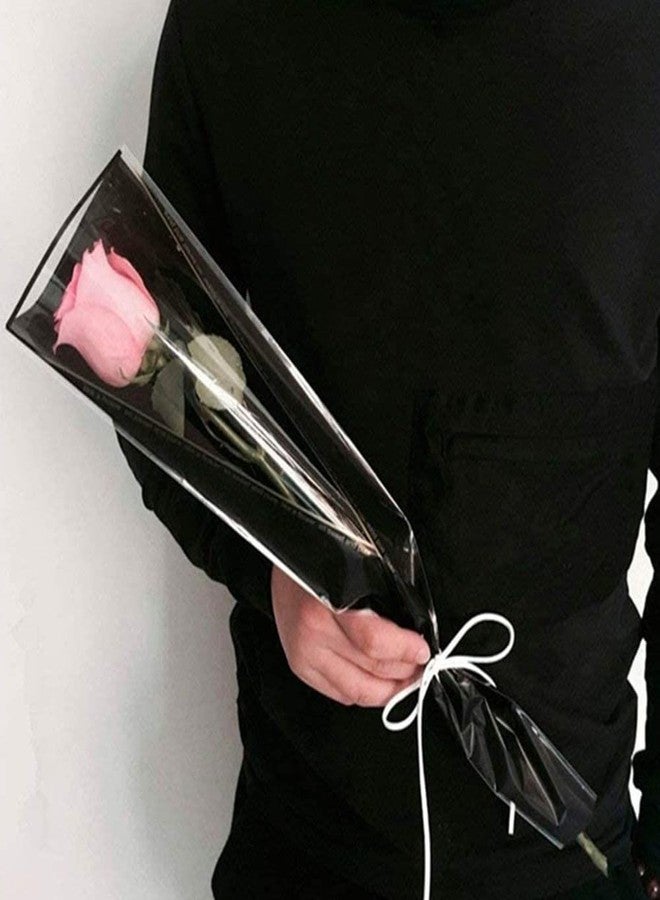 OUKEYI 100 Counts /2 Colors Flower Wrapping Paper Single Rose Packaging Bag,Florist Bouquet Supplies,Waterproof Floral Wrapping Paper for Mother Day Xmas Valentine's Day 17.7 * 5 * 1.6Inch - Image 5