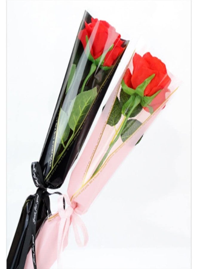 OUKEYI 100 Counts /2 Colors Flower Wrapping Paper Single Rose Packaging Bag,Florist Bouquet Supplies,Waterproof Floral Wrapping Paper for Mother Day Xmas Valentine's Day 17.7 * 5 * 1.6Inch - Image 4