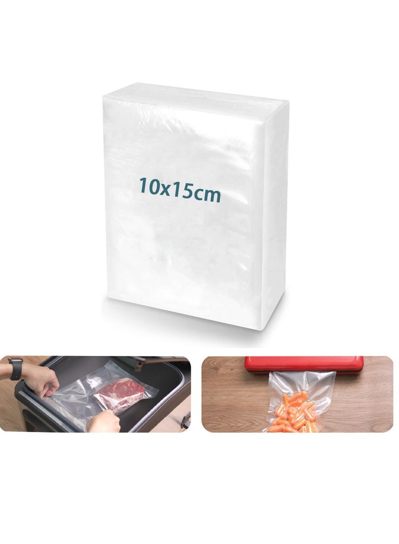 VIUAUAX أكياس تفريغ الهواء، أكياس ختم الطعام، أكياس ختم الطعام ذات تصميم شديد التحمل ومقطوعة مسبقًا من الدرجة التجارية مقاس 10*15 سم لتخزين الطعام بالحرارة، أكياس ختم آمنة للغليان حتى 280 درجة فهرنهايت، قابلة لإعادة الاستخدام (100 قطعة) - Image 1