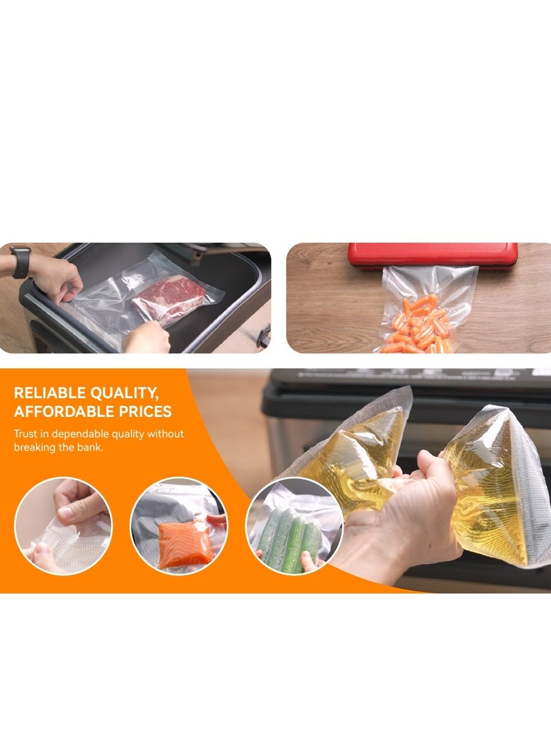 VIUAUAX أكياس تفريغ الهواء، أكياس ختم الطعام، أكياس ختم الطعام ذات تصميم شديد التحمل ومقطوعة مسبقًا من الدرجة التجارية مقاس 10*15 سم لتخزين الطعام بالحرارة، أكياس ختم آمنة للغليان حتى 280 درجة فهرنهايت، قابلة لإعادة الاستخدام (100 قطعة) - Image 3