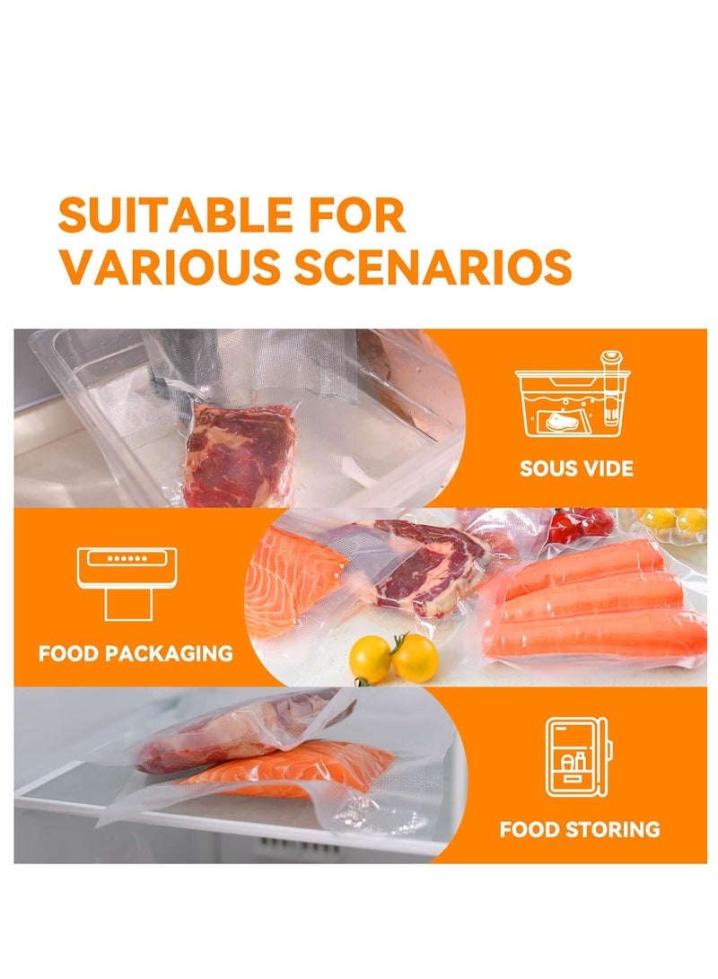 VIUAUAX أكياس تفريغ الهواء، أكياس ختم الطعام، أكياس ختم الطعام ذات تصميم شديد التحمل ومقطوعة مسبقًا من الدرجة التجارية مقاس 10*15 سم لتخزين الطعام بالحرارة، أكياس ختم آمنة للغليان حتى 280 درجة فهرنهايت، قابلة لإعادة الاستخدام (100 قطعة) - Image 5