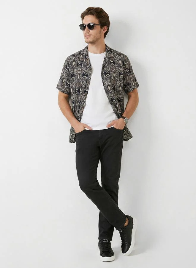 Take Two Men Paisley Printed Cuban Collar Shirt By SNX