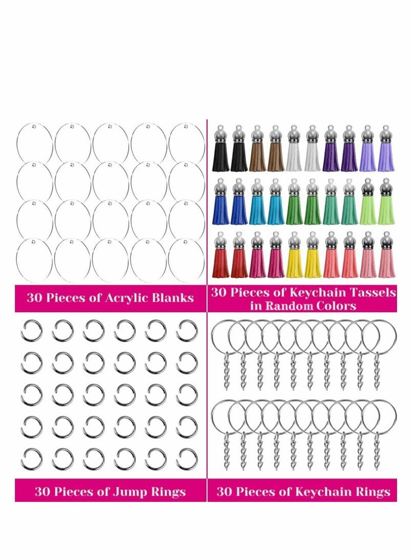 Y&D 120Pcs Key Ring Acrylic Blanks Keychain Tassels Set - Image 5