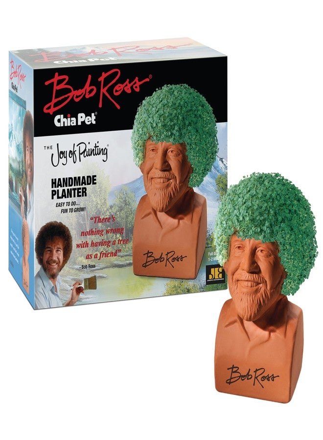 Chia Pet Bob Ross with Seed Pack, Decorative Pottery Planter, Easy to Do and Fun to Grow, Novelty Gift, Perfect for Any Occasion - Image 1