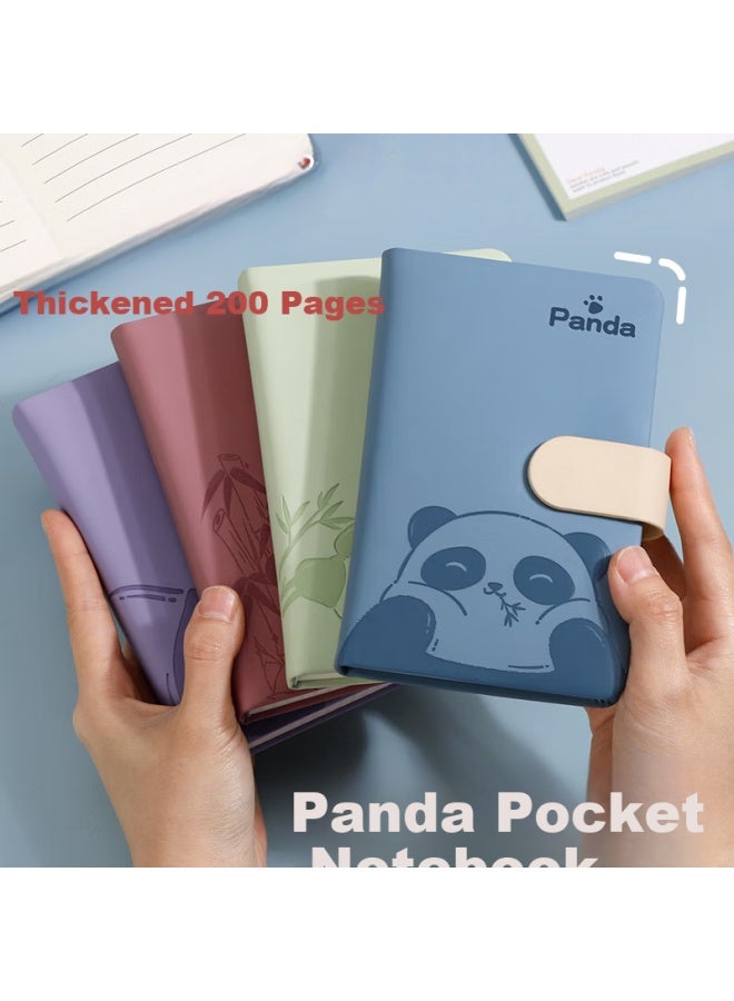 Ujia Panda Mini Notebook A6, Portable Diary, Creative Thickened Cute Cartoon Stationery, Pocket Notebook, Customizable For Businesses, Horizontal Lines, Gray-blue - Image 1