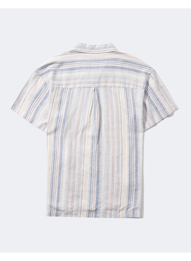 American Eagle - AE Short-Sleeve Linen Button-Up Shirt - Image 1