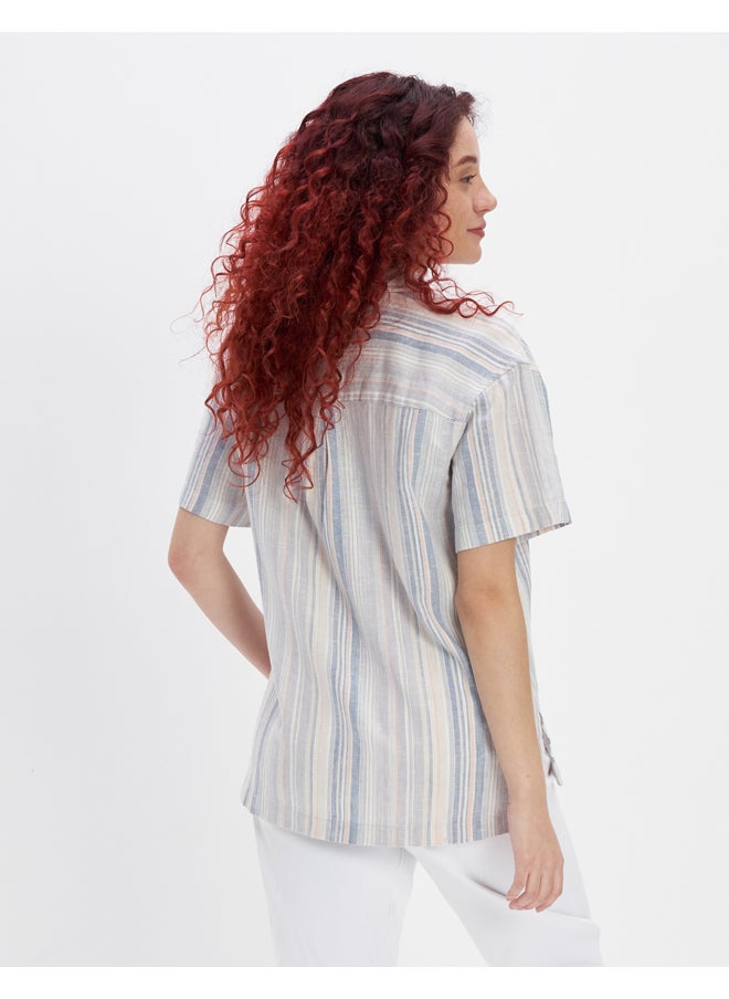 American Eagle - AE Short-Sleeve Linen Button-Up Shirt - Image 1