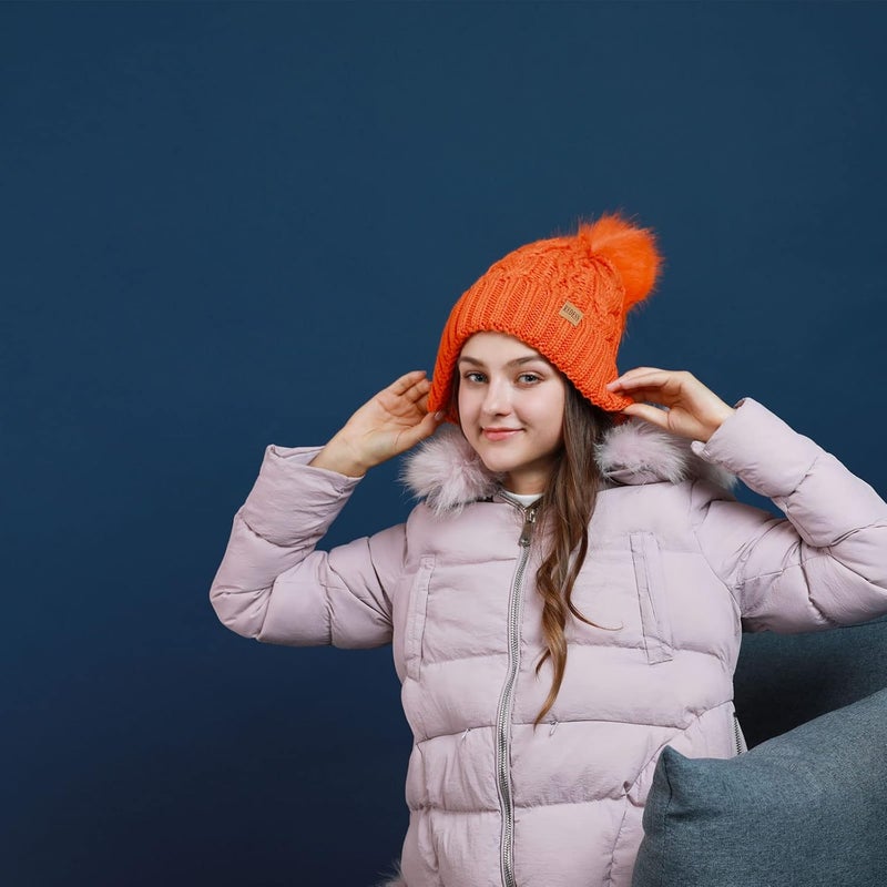 REDESS Women Winter Pompom Beanie Hat with Warm Fleece Lined, Thick Slouchy Snow Knit Skull Ski Cap - Image 5