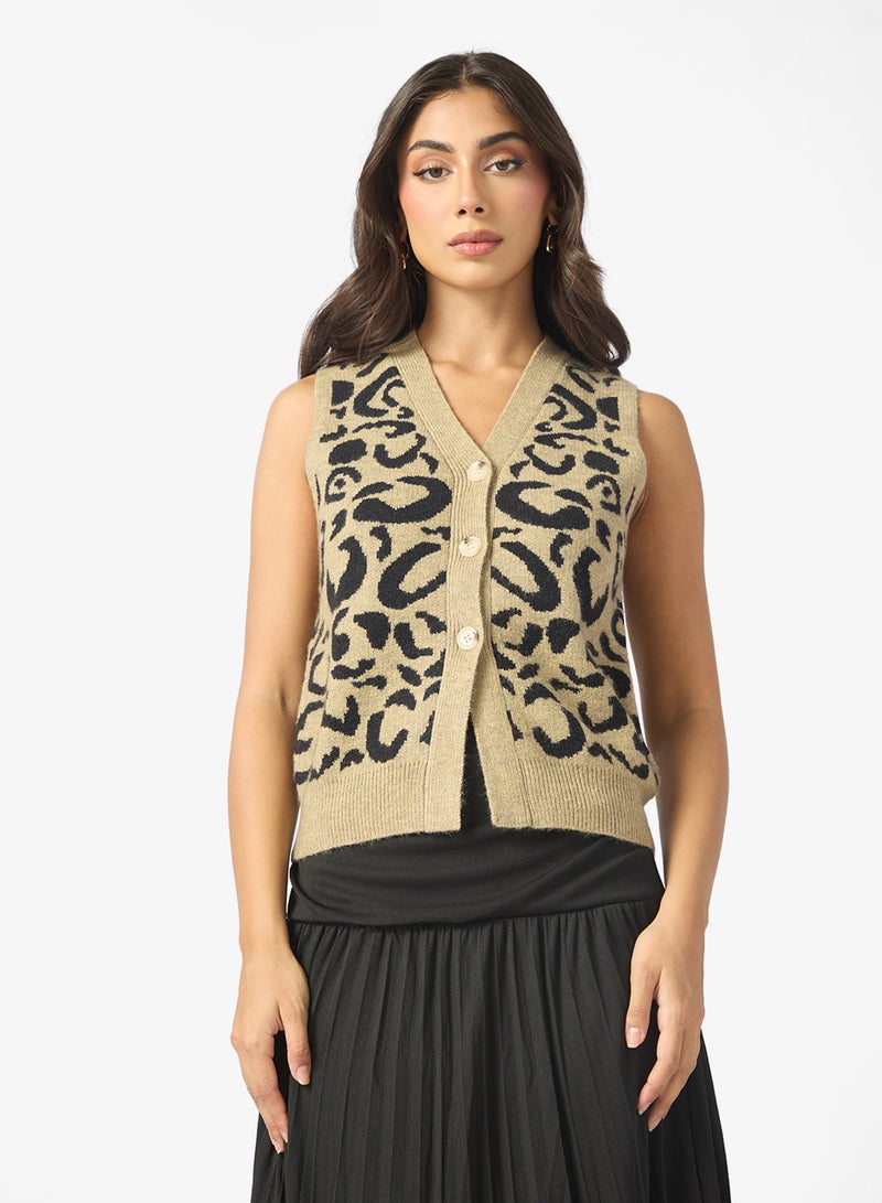 ELLA Animal Print Sweater vest - Image 1