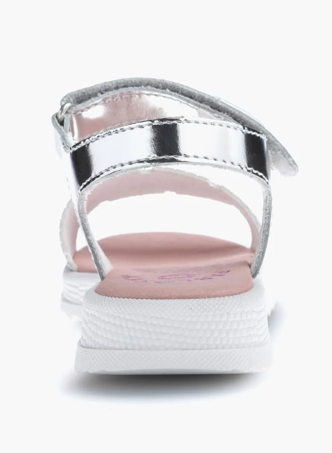بابلوسكي Girls' Floral Accent Sandals with Hook and Loop Closure
