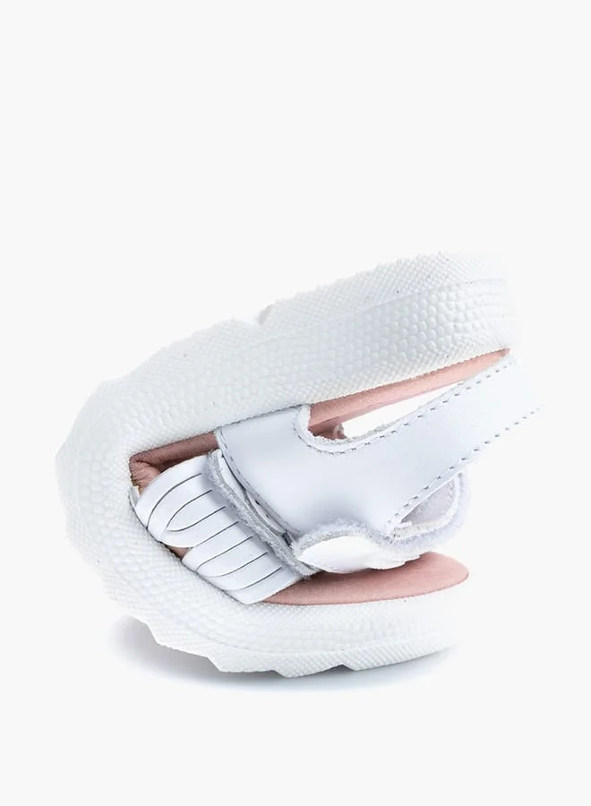 بابلوسكي Girls' Floral Accent Sandals with Hook and Loop Closure