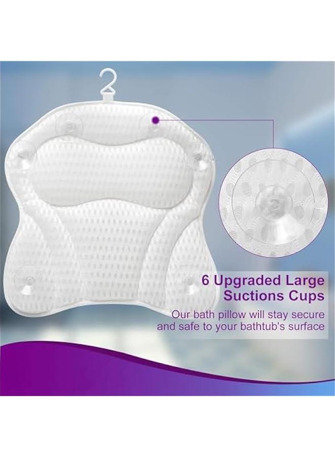 ميكسد وسادة حمام فاخرة ، وسادة سبا حوض استحمام إيرغونومي مع تكنولوجيا شبكة الهواء 4D و 6 أكواب امتصاص ، تساعد على دعم الرأس والظهر والكتف والرقبة ، تناسب جميع حوض الاستحمام والحوض الساخن والسبا المنزلي - Image 4