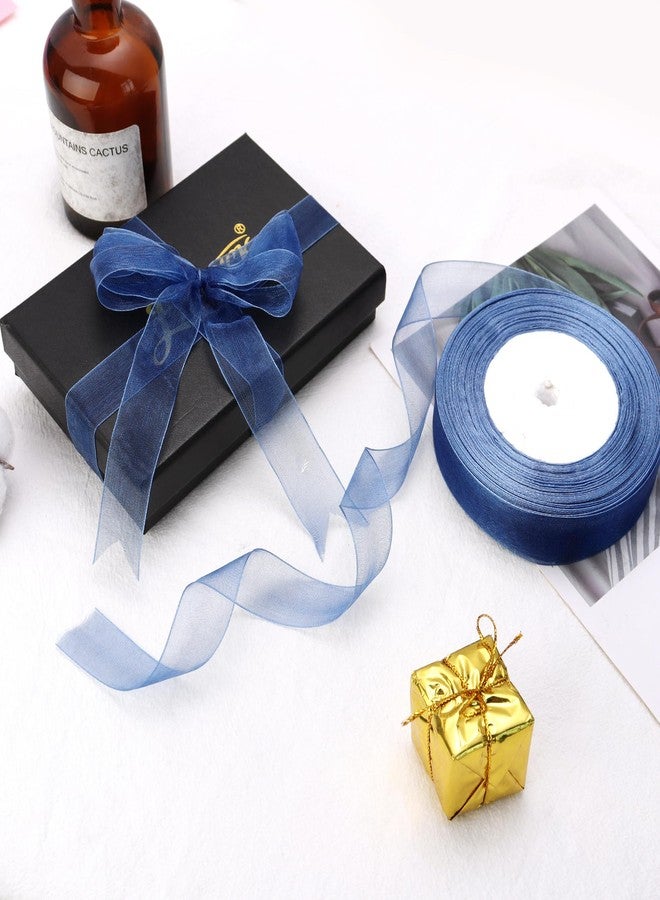 Hiswan 3/4 inch Royal Blue Sheer Organza Ribbon 50 Yards Chiffon Ribbon for Gift Wrapping Christmas Halloween Decoration Wedding Bouquet Crafts - Image 3
