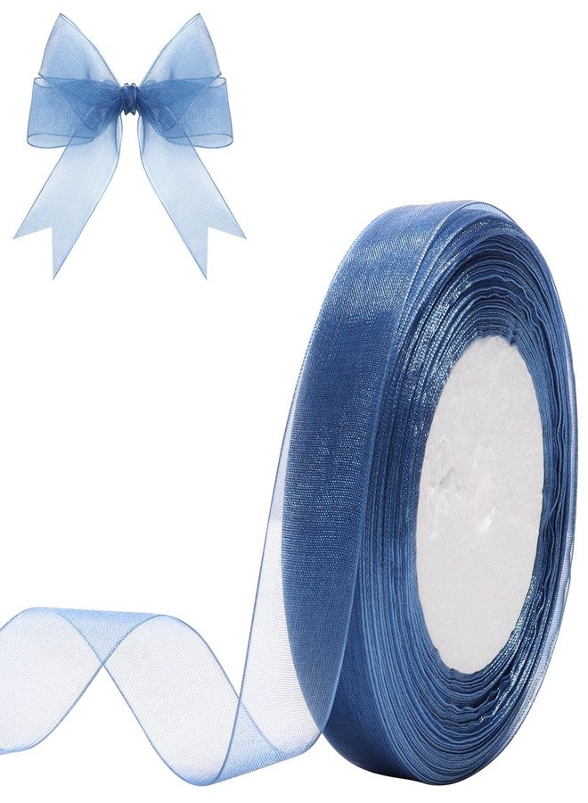 Hiswan 3/4 inch Royal Blue Sheer Organza Ribbon 50 Yards Chiffon Ribbon for Gift Wrapping Christmas Halloween Decoration Wedding Bouquet Crafts - Image 1