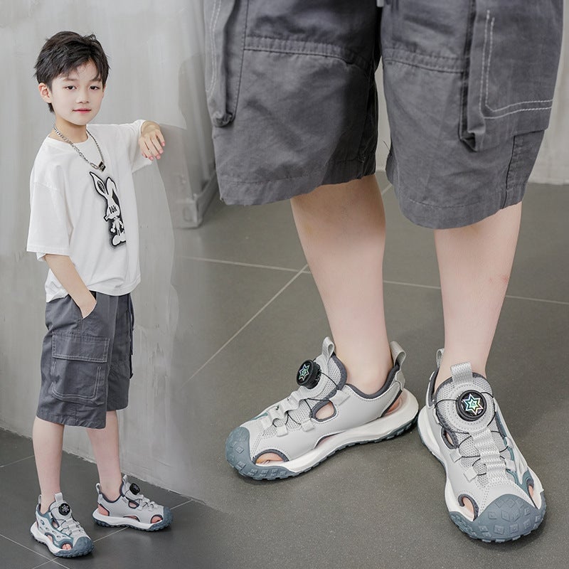 Boys' Closed-Toe Sandals Summer Sports Sandals Beach Shoes For Older Boys Soft Sole Non-Slip Girls - Image 4