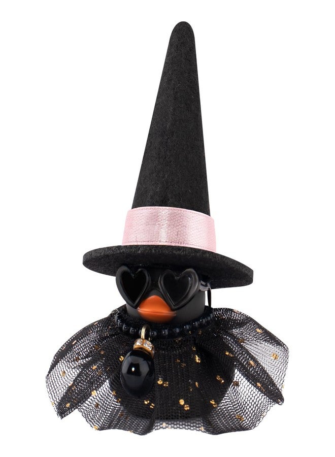 wonuu Car Dashboard Rubber Ducks for Halloween, Decorations Ducky for Office Desk Ornament Accessories with Witch Hat Glasses Pearl Skirt (Pink) - Image 1