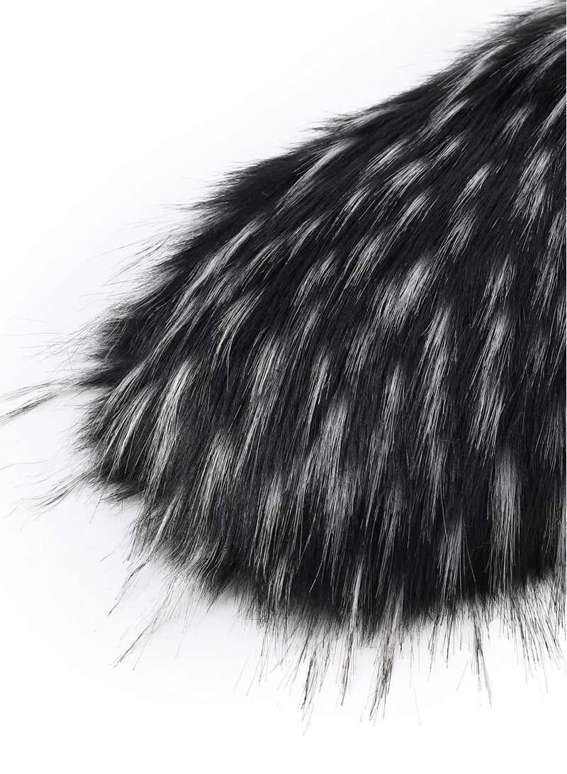 Elegant Women's Faux Fur Shawl for Winter Weddings & Parties - 1920s Inspired Cover-Up in Black & White - Image 4