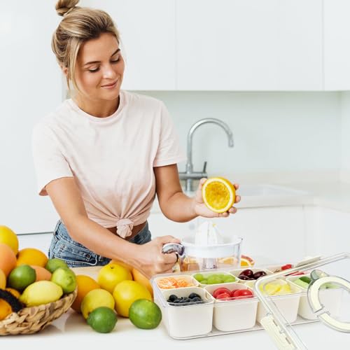 TAROSE Snackle Box Container, 8 Compartments Divided Serving Tray with Lid and Handle, Portable Snack Box Containers for Veggie Tray Charcuterie Boxes Fruit Storage Candy Organizer (8 Compartments) - Image 4