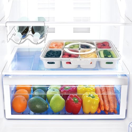 TAROSE Snackle Box Container, 8 Compartments Divided Serving Tray with Lid and Handle, Portable Snack Box Containers for Veggie Tray Charcuterie Boxes Fruit Storage Candy Organizer (8 Compartments) - Image 5