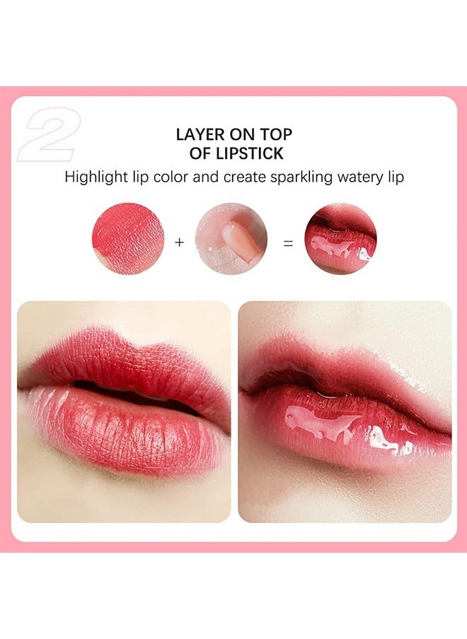 Kiss Beauty Fruit Pearlescent Plumping Lip Oil, Pearl & Shimmer Mini Lip Gloss Kit, Lip Care Hydrating Lip Gloss Tinted Lip Balm, Long Lasting & Nourishing Lip Glow Oil, Non-sticky Fresh Texture (Strawberry)  - Image 5