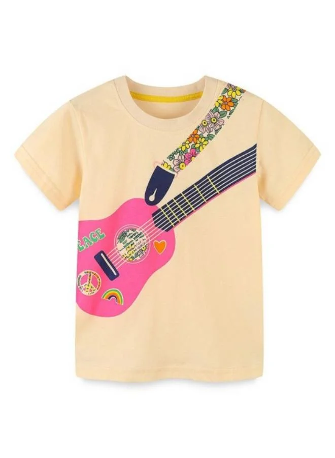 YUNIQEE Beige Printed Short Sleeve Crew Neck T-Shirt
