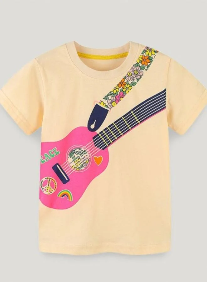YUNIQEE Beige Printed Short Sleeve Crew Neck T-Shirt