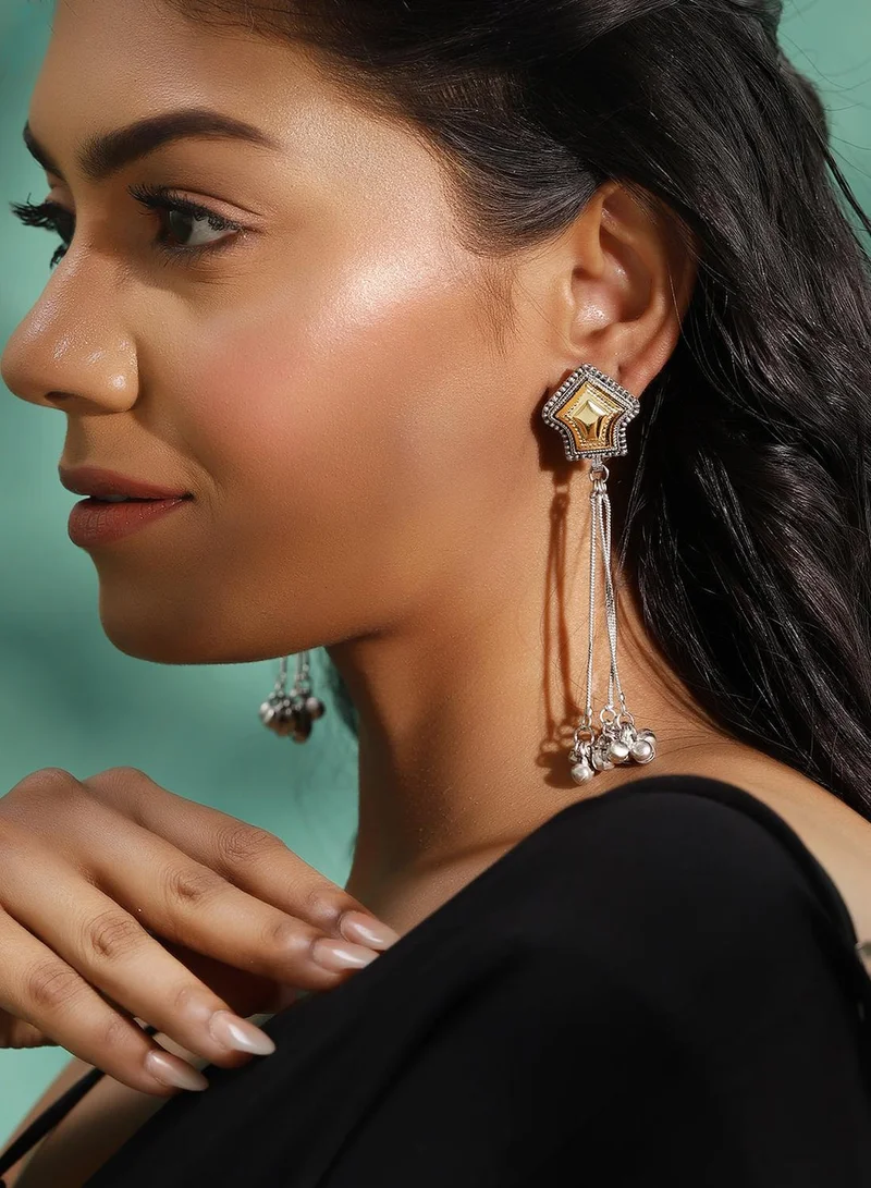 آي شين أقراط متدلية مطلية باللون الرمادي المعدني