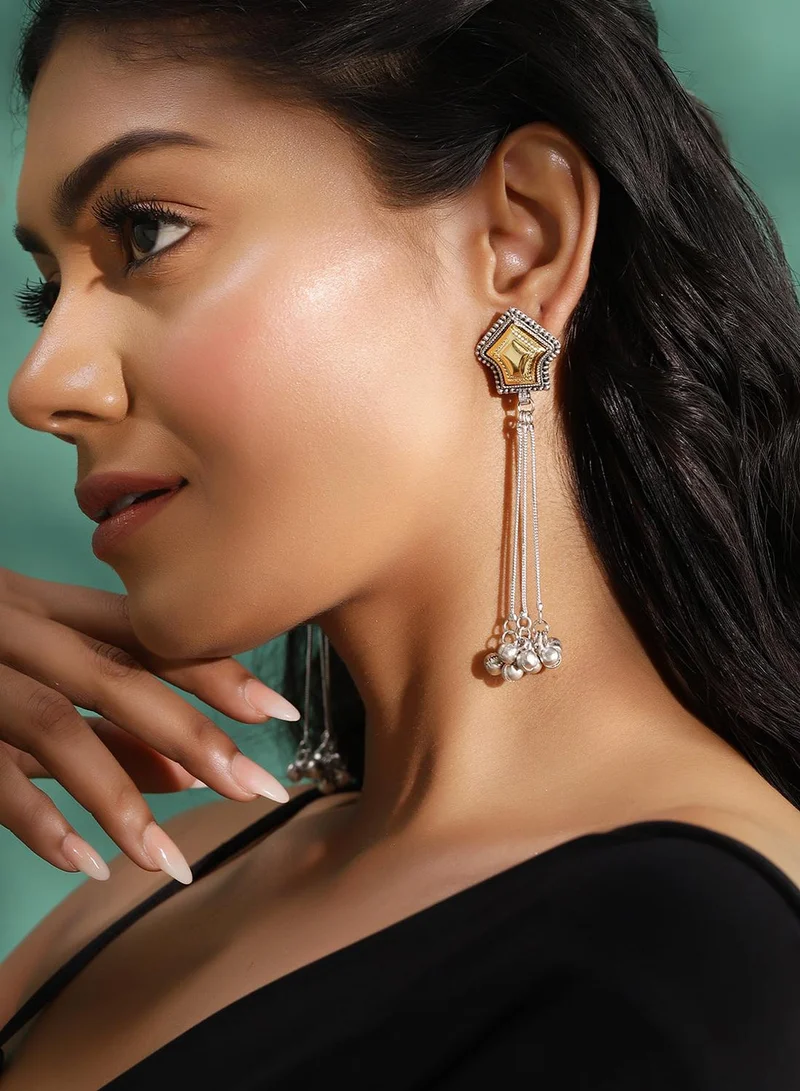 آي شين أقراط متدلية مطلية باللون الرمادي المعدني