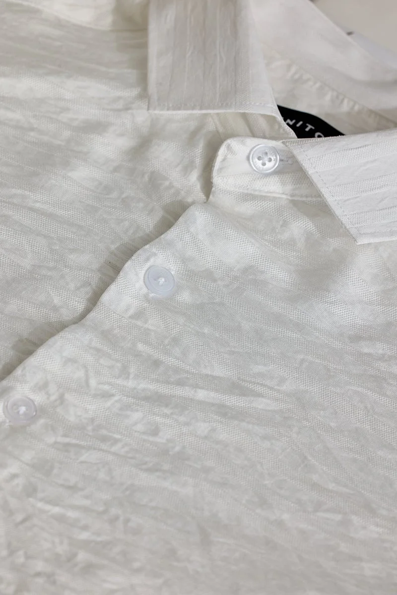 SNITCH White Textured Slim Fit Shirt