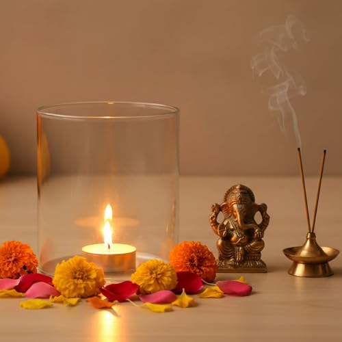 Ein Sof Diya Glass Cover Only - Big Size Borosilicate Deepam Glass Cover, 4 inch Wide, 4.5 inch Height, Transparent - Image 2