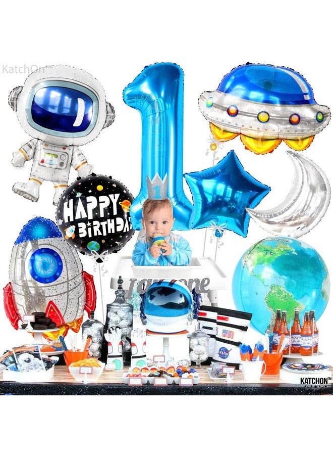KATCHON Space Balloons For 1St Birthday Decorations Huge 40 Inch ; Blue Number 1 Balloon For 1St Trip Around The Sun Birthday ; Outer Space Party Decorations ; First Trip Around The Sun Birthday Decorations  - Image 4