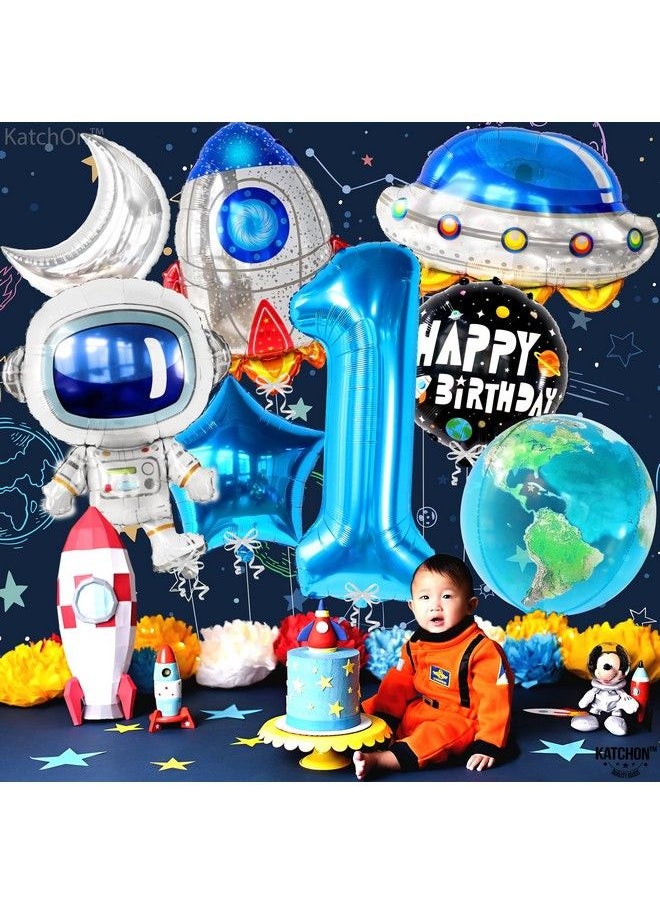 KATCHON Space Balloons For 1St Birthday Decorations Huge 40 Inch ; Blue Number 1 Balloon For 1St Trip Around The Sun Birthday ; Outer Space Party Decorations ; First Trip Around The Sun Birthday Decorations  - Image 3