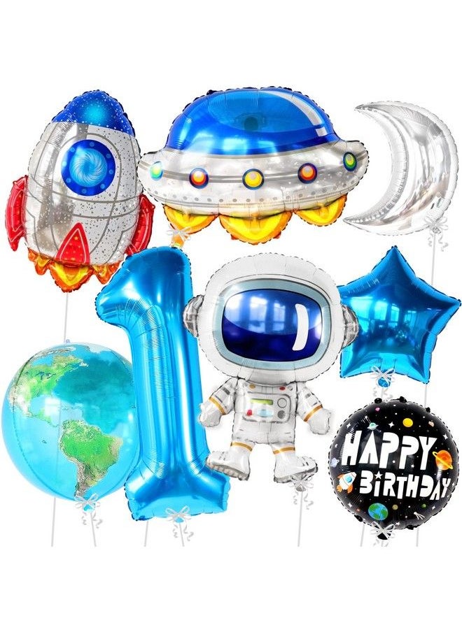 KATCHON Space Balloons For 1St Birthday Decorations Huge 40 Inch ; Blue Number 1 Balloon For 1St Trip Around The Sun Birthday ; Outer Space Party Decorations ; First Trip Around The Sun Birthday Decorations  - Image 2