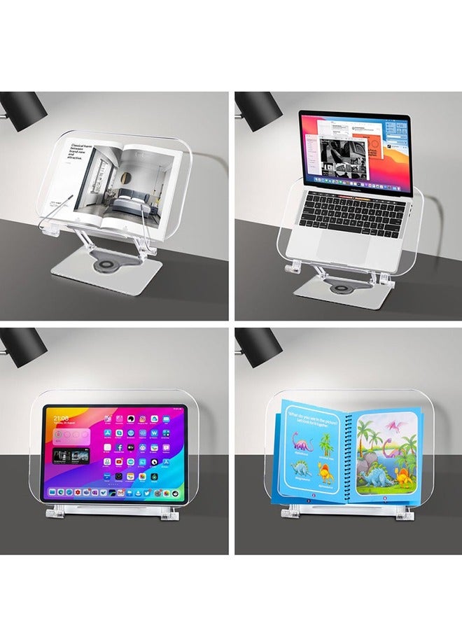XiuWoo Acrylic Book Stand with 360° Rotating Body, Foldable Book Holder Riser Stand,Support up to 8.8 lb,Clear Stylish Ergonomic Design for Cookbook,Laptop,Tablet,Music Scores,Recipe,Textbook - Image 5