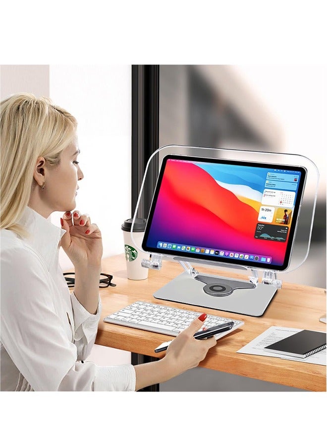 XiuWoo Acrylic Book Stand with 360° Rotating Body, Foldable Book Holder Riser Stand,Support up to 8.8 lb,Clear Stylish Ergonomic Design for Cookbook,Laptop,Tablet,Music Scores,Recipe,Textbook - Image 3