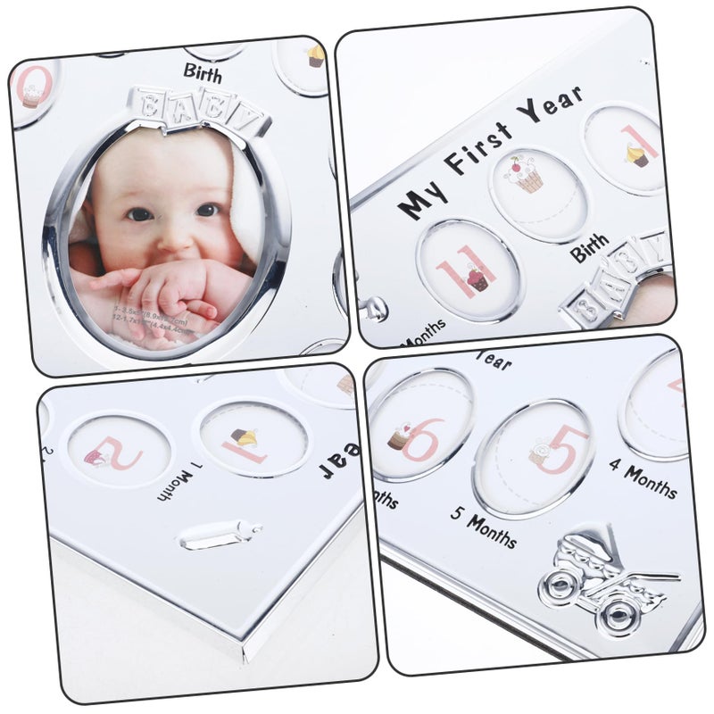 White Baby Growth Photo Frame Unique Cartoon Design Safe Material Gift For Parents - Image 4