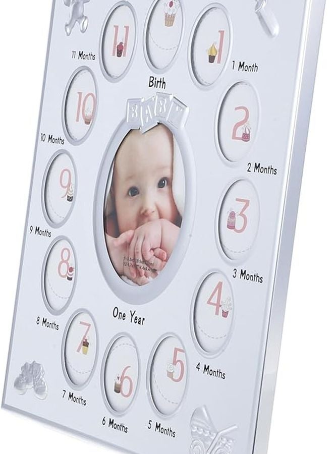 White Baby Growth Photo Frame Unique Cartoon Design Safe Material Gift For Parents - Image 1