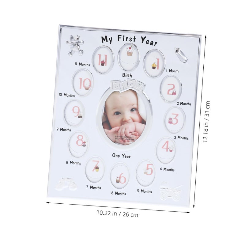 White Baby Growth Photo Frame Unique Cartoon Design Safe Material Gift For Parents - Image 3
