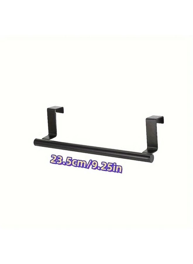 Black Over The Door Metal Hooks No Drill Towel Bar Space Saving Organizer - Image 4