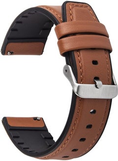 Fullmosa Fullmosa 22mm Leather Silicone Bands Compatible with Samsung Galaxy Watch 46mm,Galaxy Watch 3 45mm,Gear S3 Frontier/Classic, Sandybrown, Sandybrown+Silver buckle, 22mm(See Diagram), Vintage 