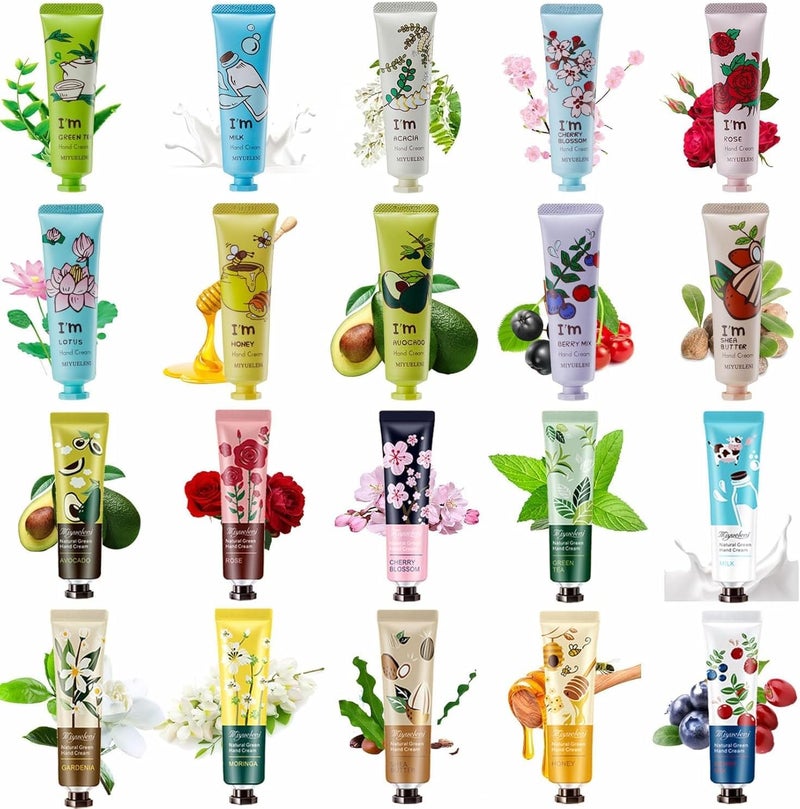 20 Pack Hand Cream Gift Set for Women, Travel Size Hand Lotion with Aloe Vera & Vitamin E, Moisturizing Hand Care Cream for Dry Cracked Hands, Mini Hand Cream Gifts for Mom, Friends and Teachers - Image 1