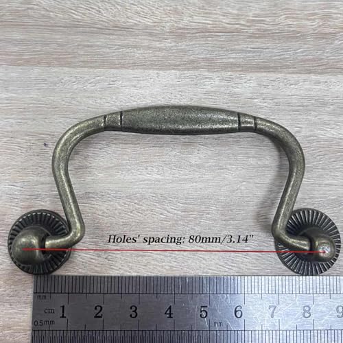 FarBoat 5Pcs Bail Pulls Antique Handle for Drawer 3" Hole Decorative Knobs Zinc Alloy Handles Hardware for Dresser Wardrobe Cabinet Drawer Closet (Hole Center 3.1inch, Bronze) - Image 3