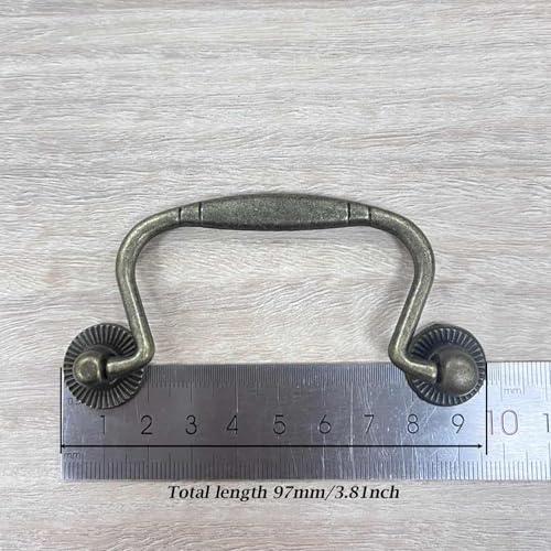 FarBoat 5Pcs Bail Pulls Antique Handle for Drawer 3" Hole Decorative Knobs Zinc Alloy Handles Hardware for Dresser Wardrobe Cabinet Drawer Closet (Hole Center 3.1inch, Bronze) - Image 2