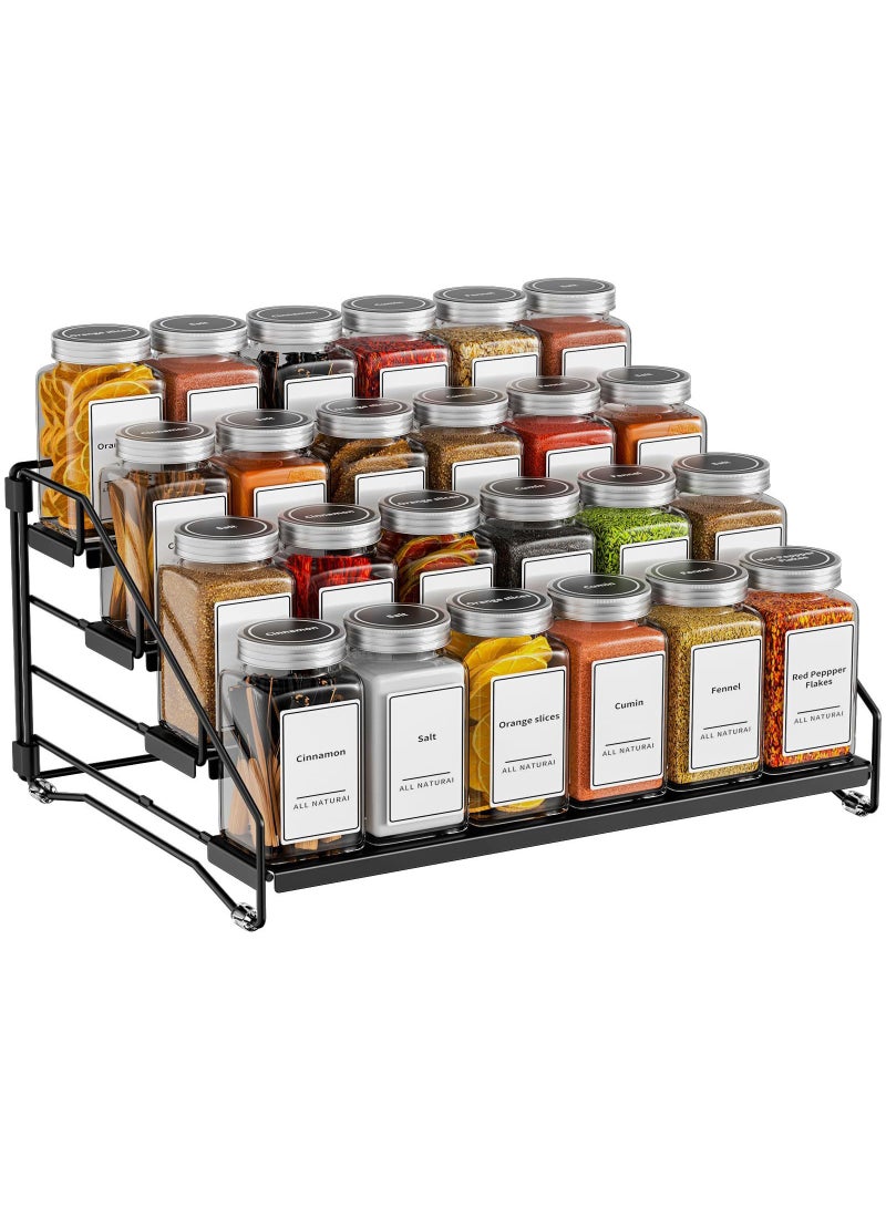 Haidue 4 Tier Iron Spice Rack and Organizer Depth Expandable Seasoning Spice Jar Organizer Space-Saving Spice Organizers Seasoning Storage Shelf for Kitchen Tiered Iron Spice Racks Free Standing for Cabinet Drawers and Countertop（Does Not include Spice Jars） - Image 5