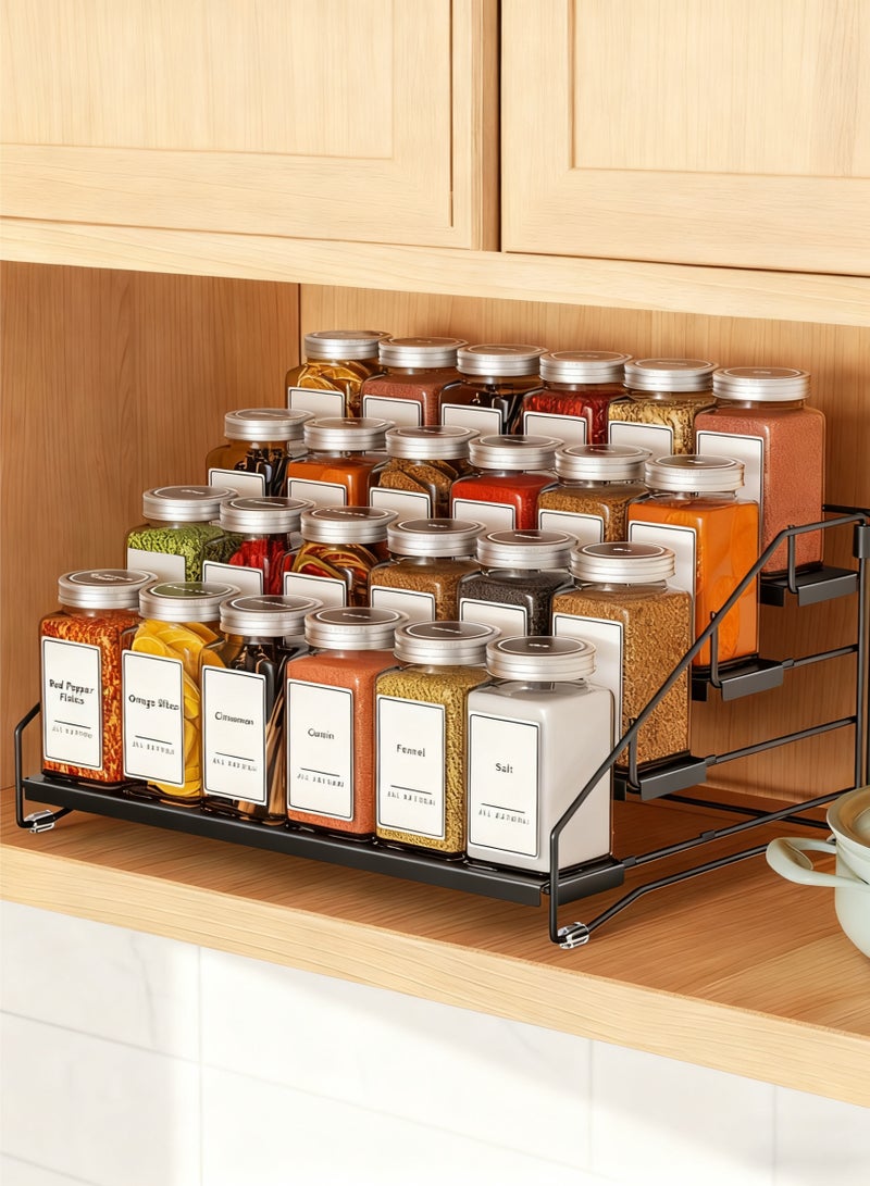 Haidue 4 Tier Iron Spice Rack and Organizer Depth Expandable Seasoning Spice Jar Organizer Space-Saving Spice Organizers Seasoning Storage Shelf for Kitchen Tiered Iron Spice Racks Free Standing for Cabinet Drawers and Countertop（Does Not include Spice Jars） - Image 1