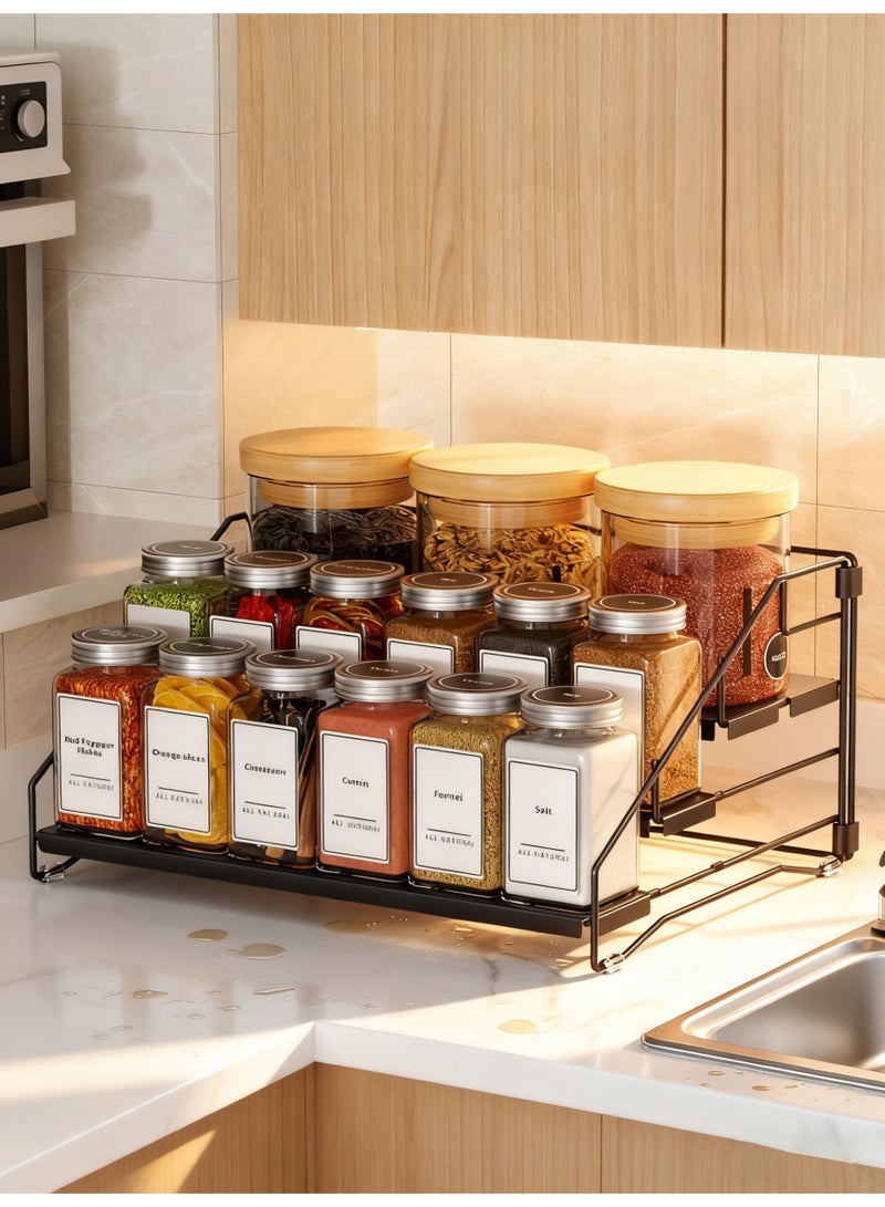 Haidue 4 Tier Iron Spice Rack and Organizer Depth Expandable Seasoning Spice Jar Organizer Space-Saving Spice Organizers Seasoning Storage Shelf for Kitchen Tiered Iron Spice Racks Free Standing for Cabinet Drawers and Countertop（Does Not include Spice Jars） - Image 2
