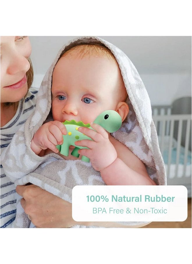 Lil' Llama - Lil' Llama Baby Teething Toys, Dinosaur Teether for Toddler & Baby Boys and Girls, 100% Natural Rubber Squeaker, BPA-Free, Soothe Sore Itchy Gums & Teething Pain (Dinosaur) - Image 1