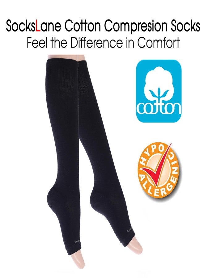SocksLane Toeless Cotton Compression Socks, 15-20 mmHg Graduated Support, Knee-High Medical Compression (Gray X/L) - Image 5